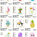 Stickdatei Set Sommer Patches Aufnäher (mit u. ohne Klett), ITH Schlüsselanhänger & Einzelmotive - Sewando