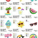 Stickdatei Set Sommer Patches Aufnäher (mit u. ohne Klett), ITH Schlüsselanhänger & Einzelmotive - Sewando