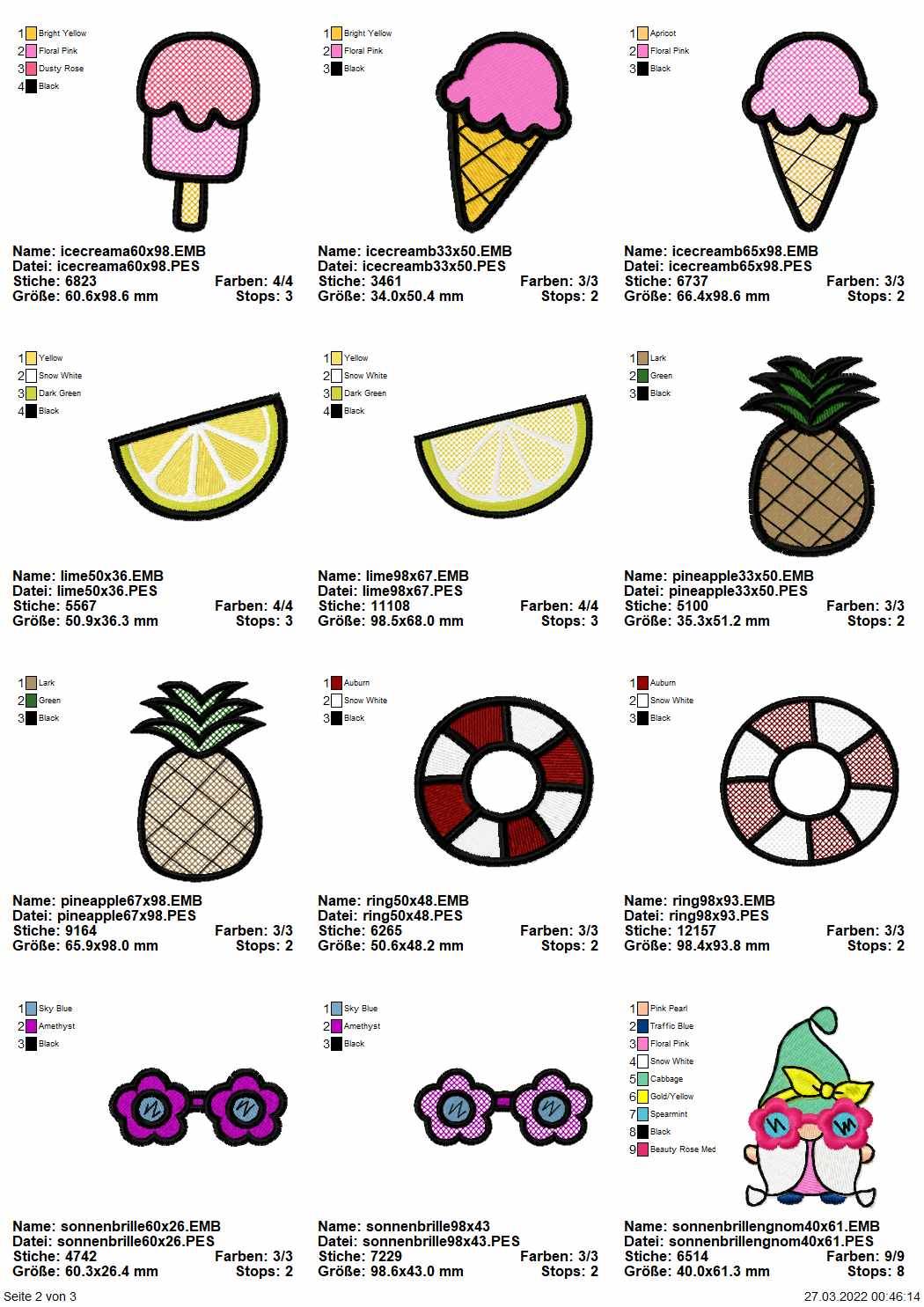 Stickdatei Set Summergnomes Handtuchmotive für den Sommer - Sewando