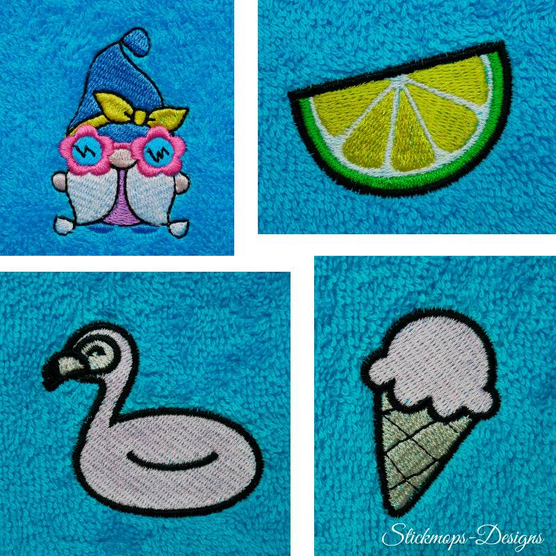 Stickdatei Set Summergnomes Handtuchmotive für den Sommer - Sewando