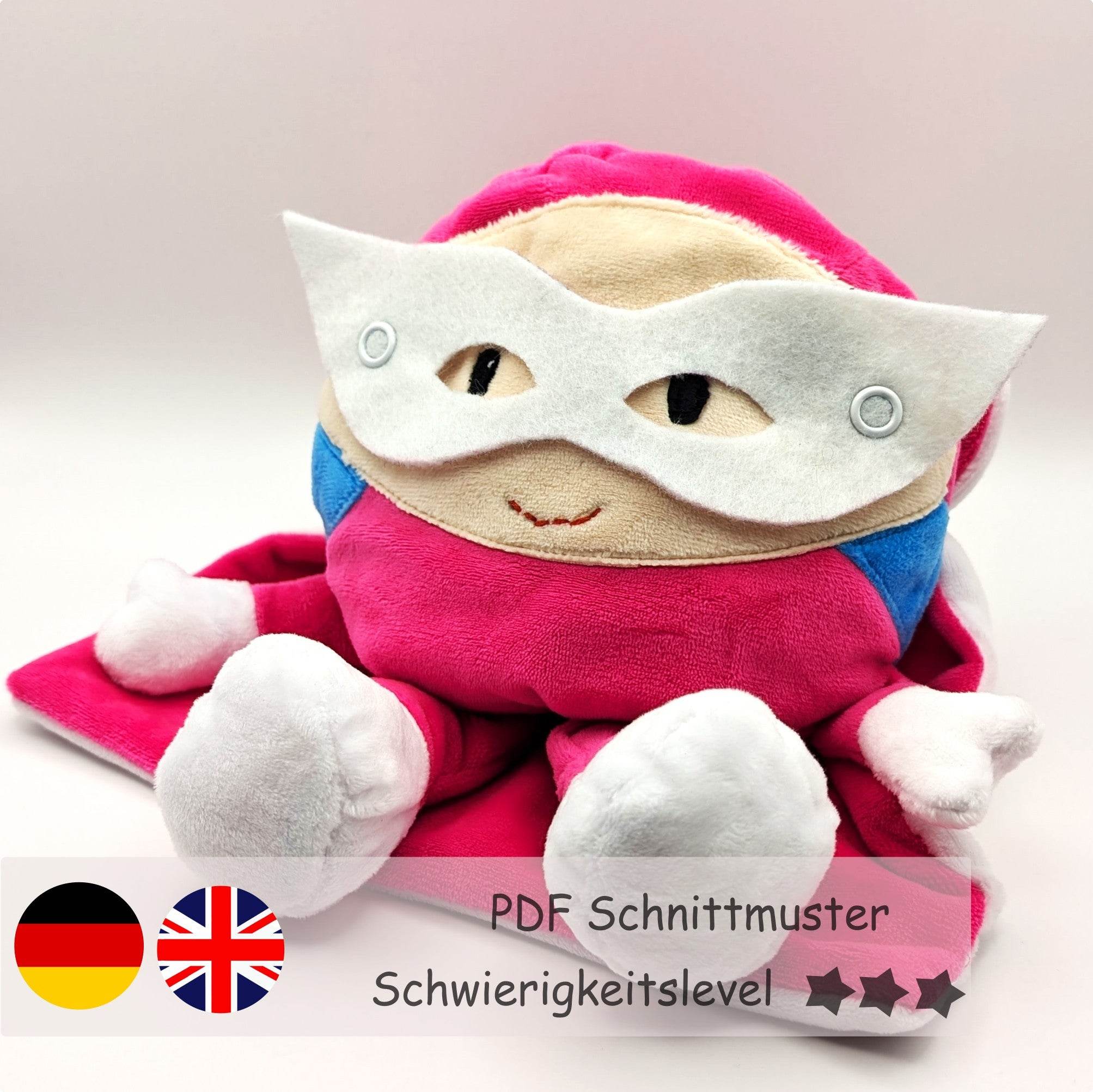 Wendekuscheltier Krempeltierseite Superheld Level 3 - Nähanleitung und Schnittmuster - Sewando