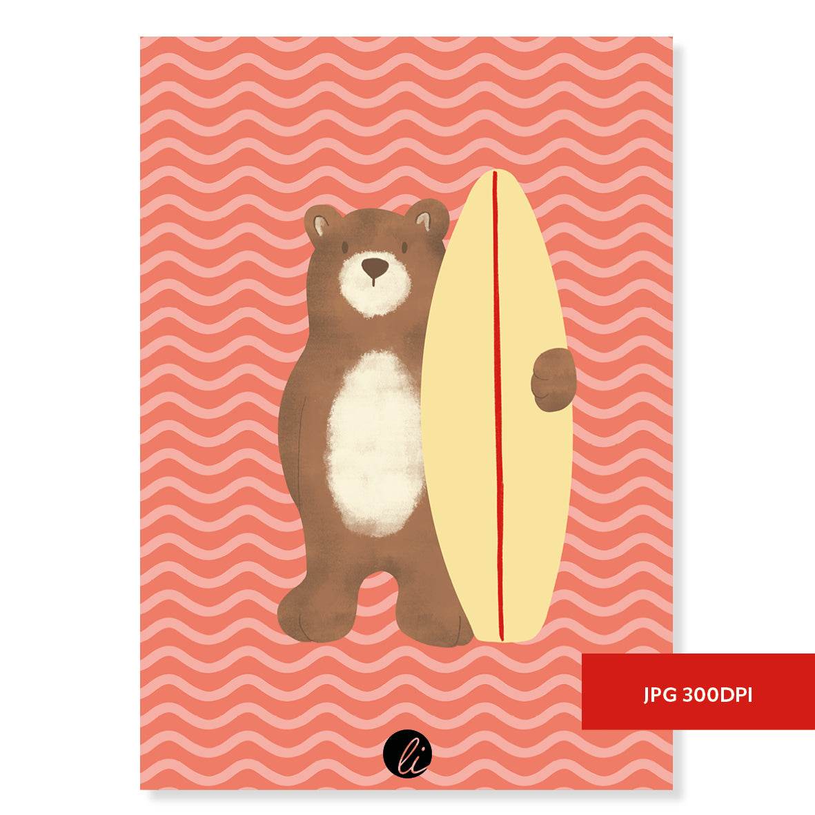 Surferbär – Digitales Poster-Design - Sewando