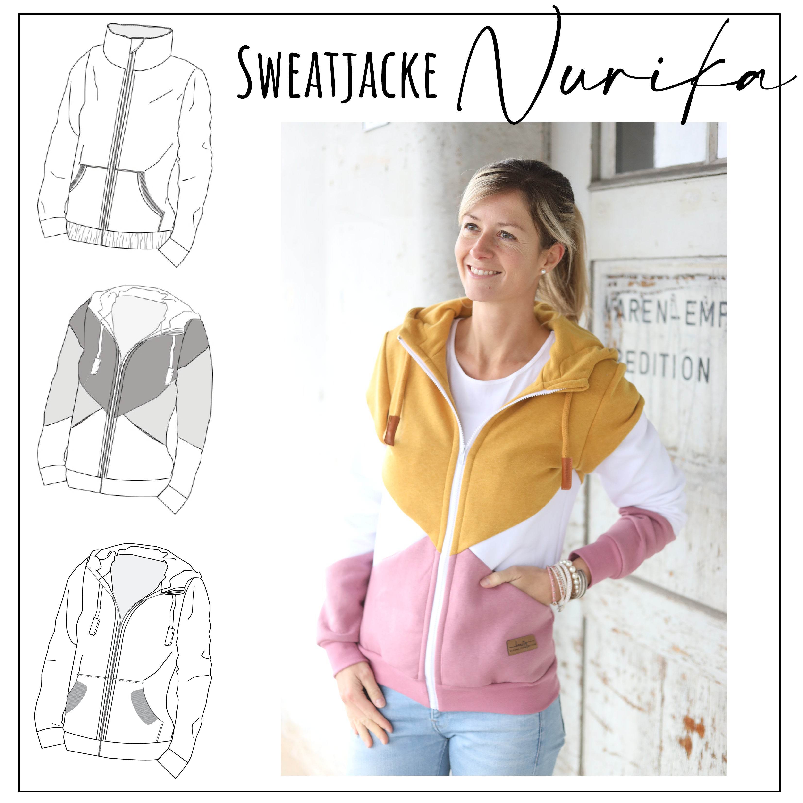 Schnittmuster Sweatjacke Nurika Gr. 32 - 52 - Sewando