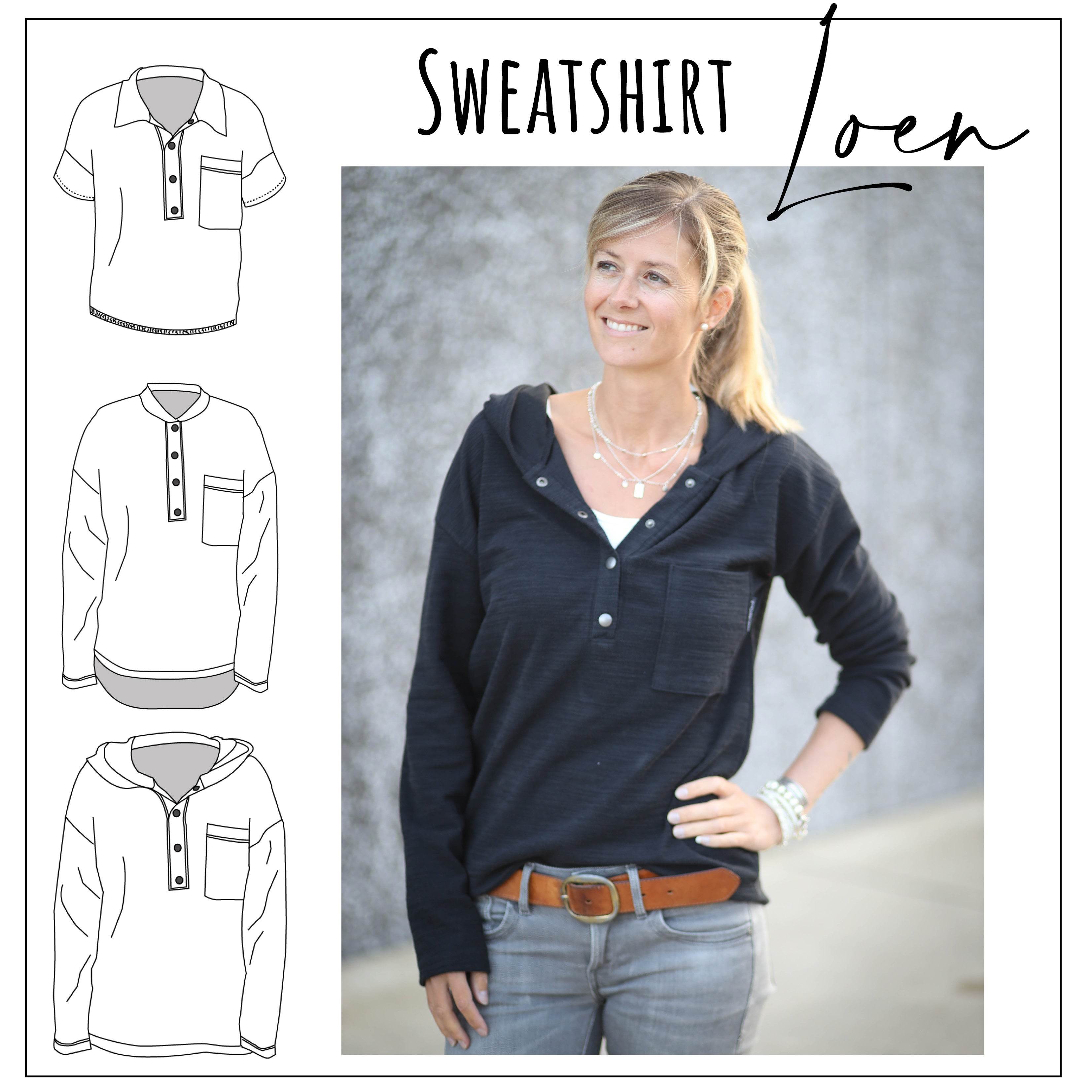 Schnittmuster Sweatshirt Loen Gr. 32 - 52 - Sewando