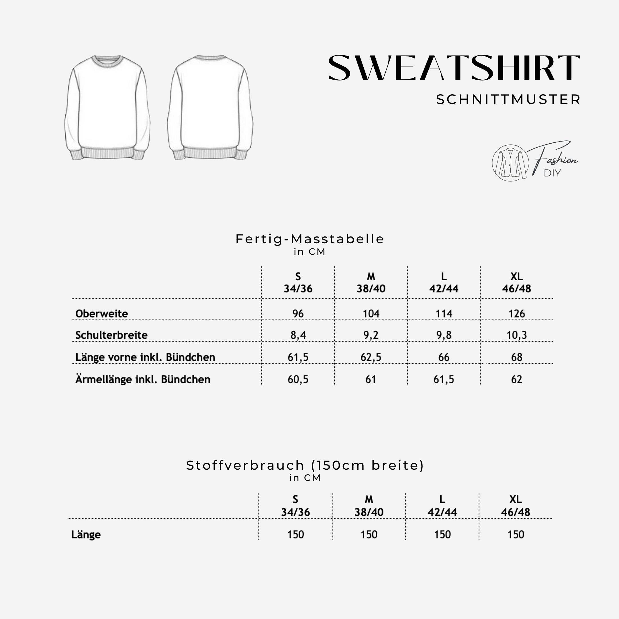 Sweatshirt mit Ärmel- & Saumbündchen in S-XL - Sewando
