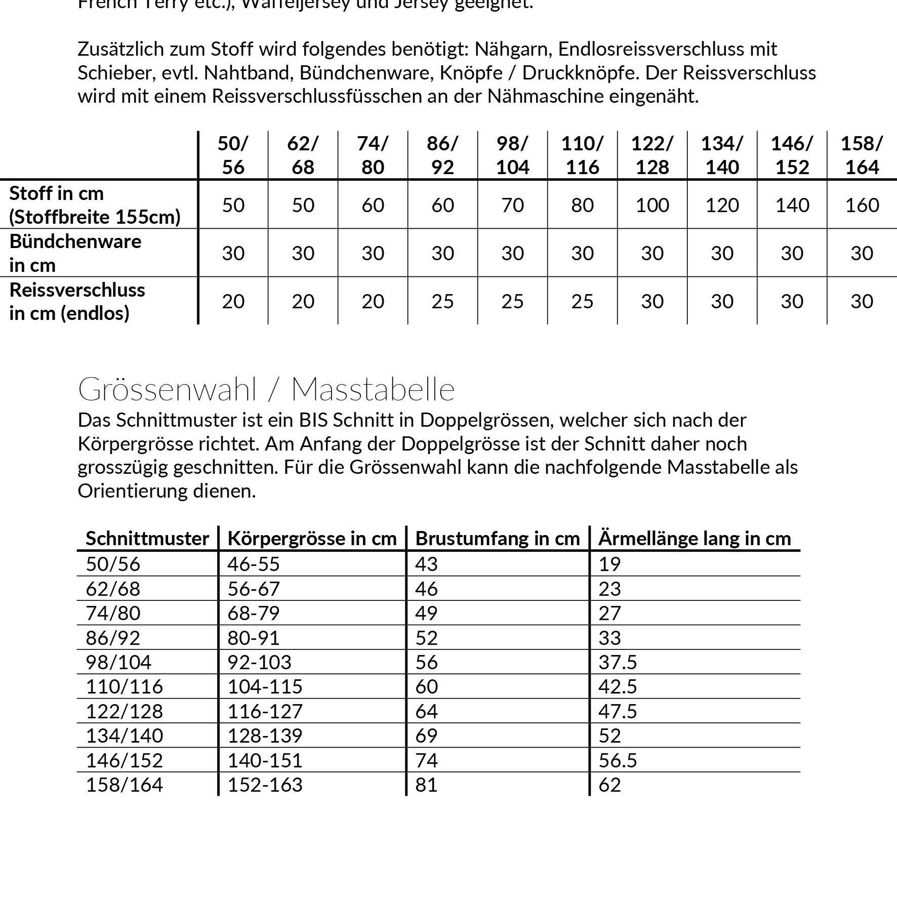 Täschli-Pulli, Schnittmuster Grösse 50-164 - Sewando