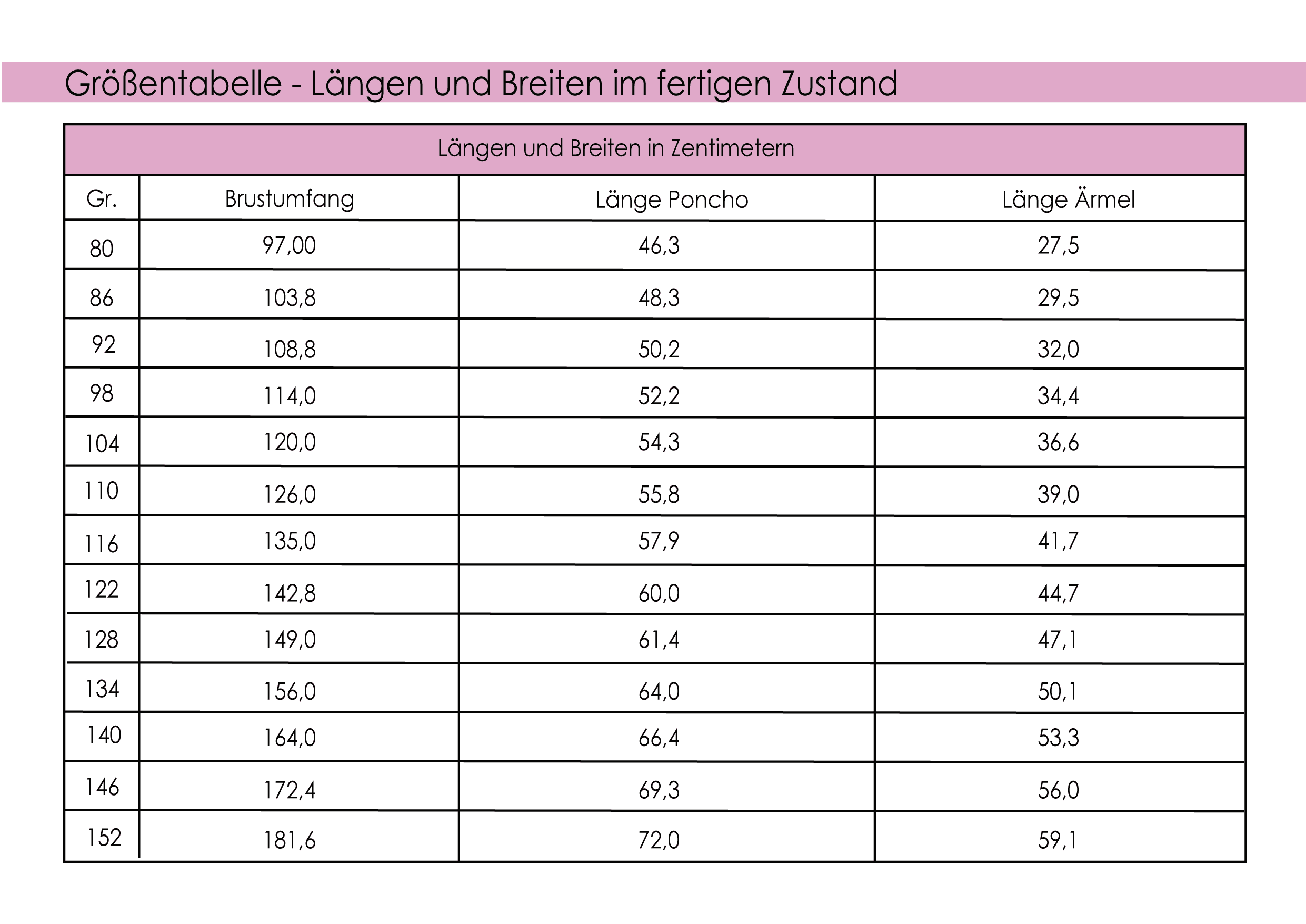Schnittmuster Poncho Gr. 80 bis 152 - Sewando