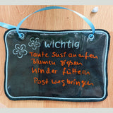 4x Stickdatei "Tafel" mit Folie zum Beschriften