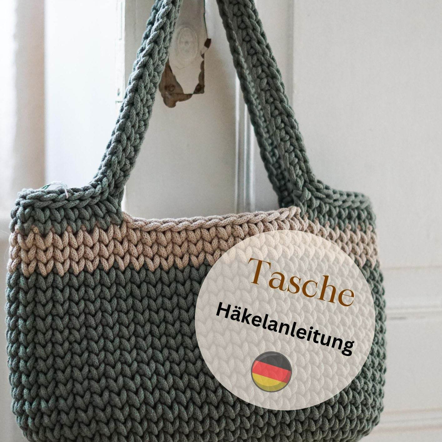 PDF DEUTSCHE Häkelanleitung Tasche Shopper Umhängetasche, Schultertasche, Strandtasche, Einkaufstasche - Sewando