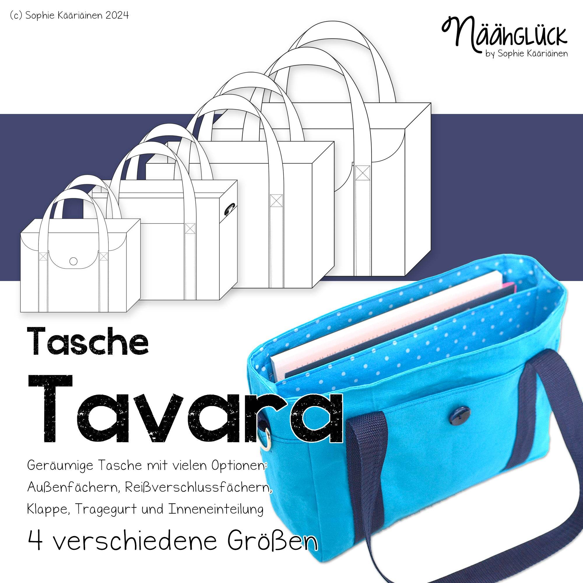 Schnittmuster , Nähanleitung Tasche Tavara - Sewando