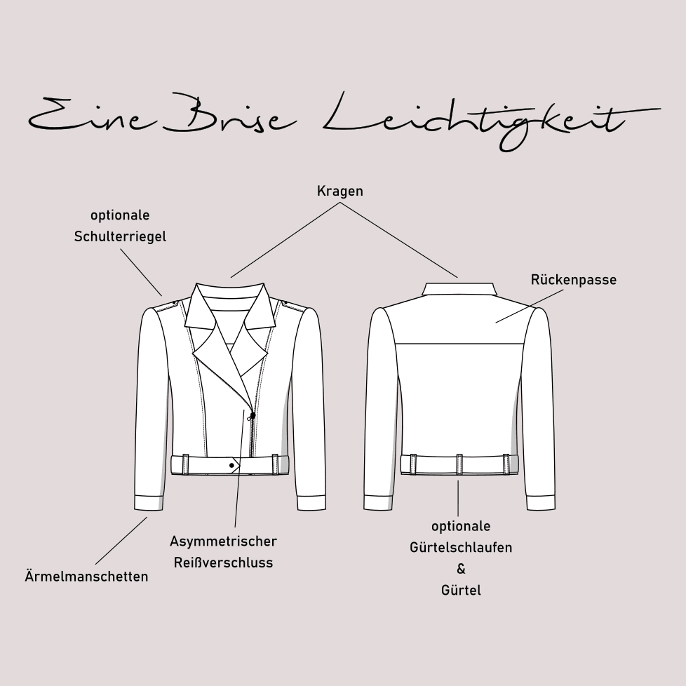 Schnittmuster Bikerjacke „Eine Brise Leichtigkeit“ Damen Gr. 32 - 62 - Sewando