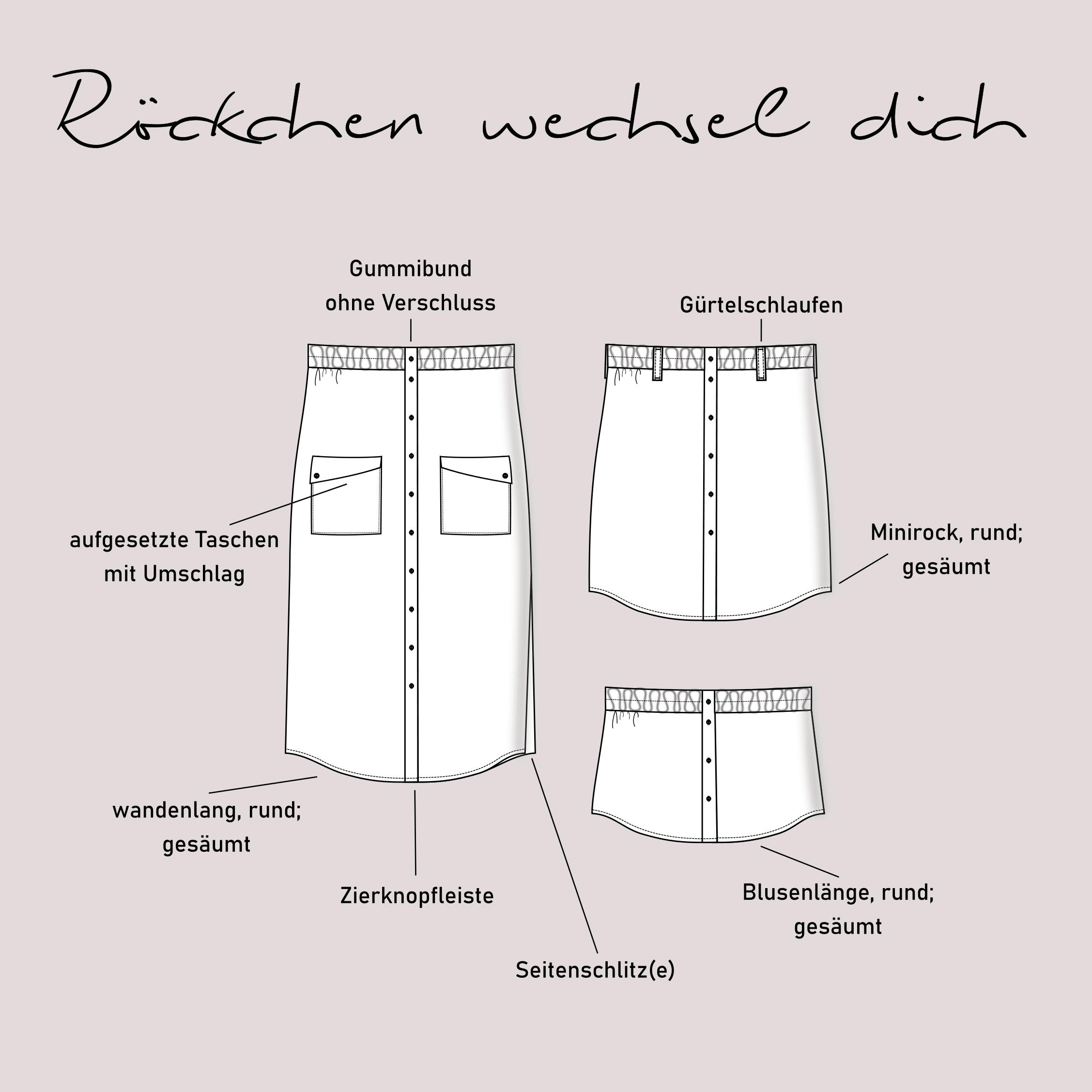 Schnittmuster Rock „Röckchen wechsel dich“ Damen Gr. 32 - 62 - Sewando