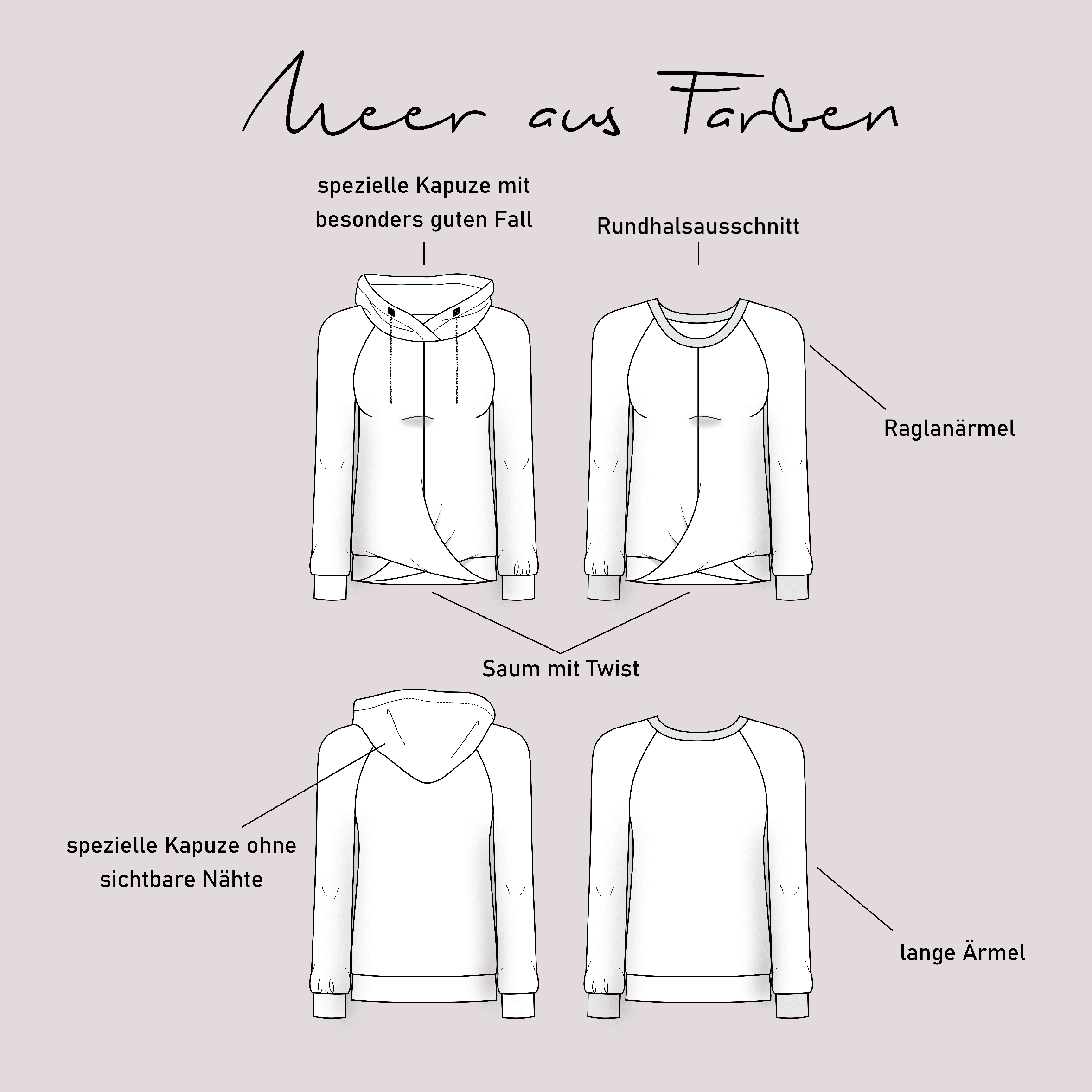 Schnittmuster Pullover „Meer aus Farben“ Damen Gr. 32 - 62 - Sewando
