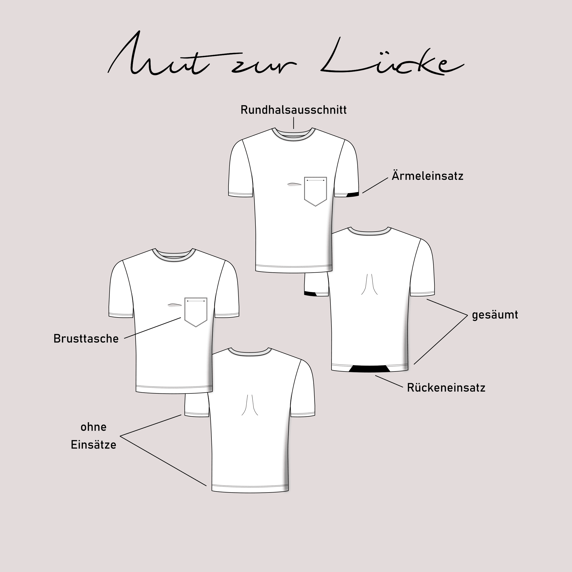 Schnittmuster T-shirt „Mut zur Lücke“ Herren Gr. 44 - 64 - Sewando