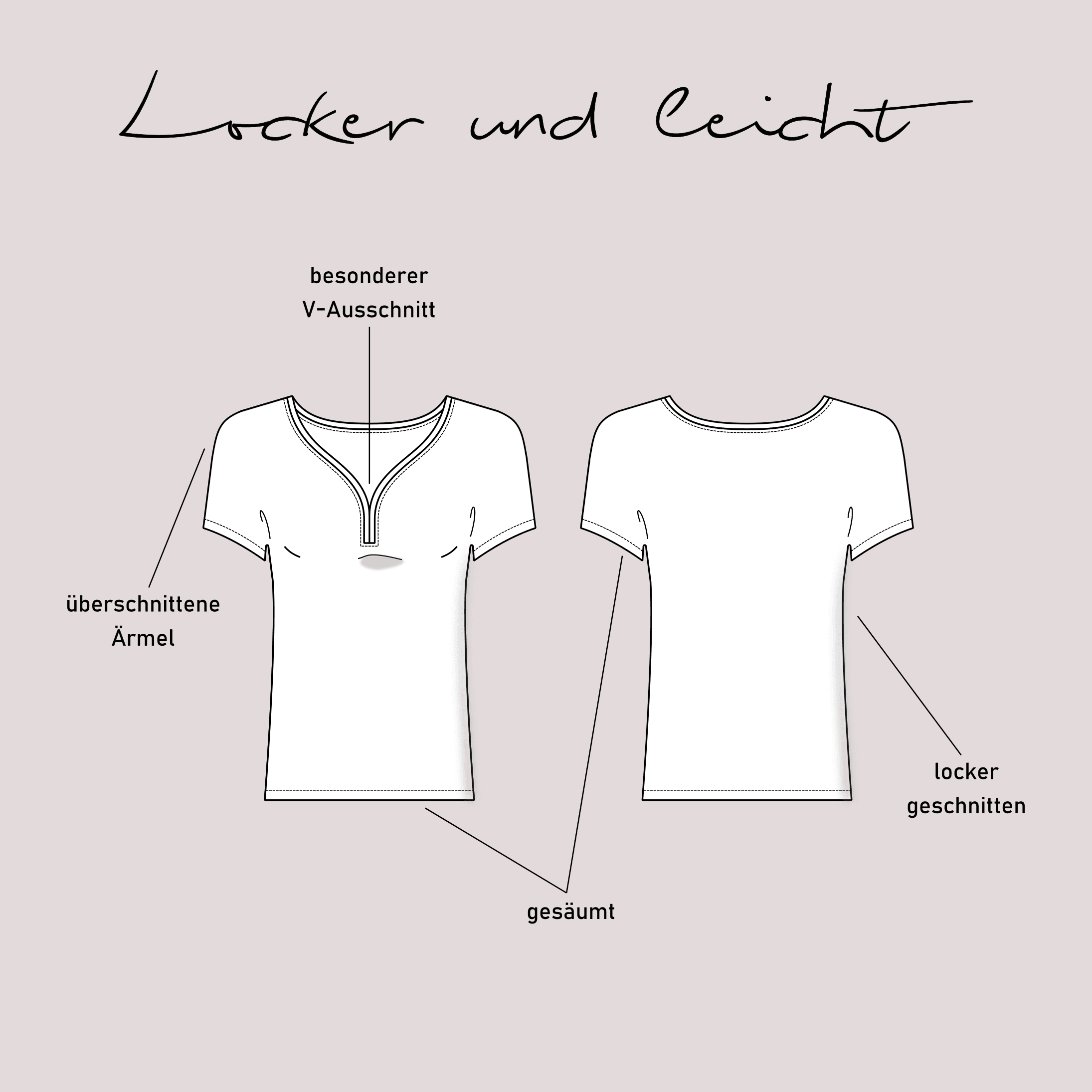 Schnittmuster Shirt „Locker und leicht“ Damen Gr. 32 - 62 - Sewando