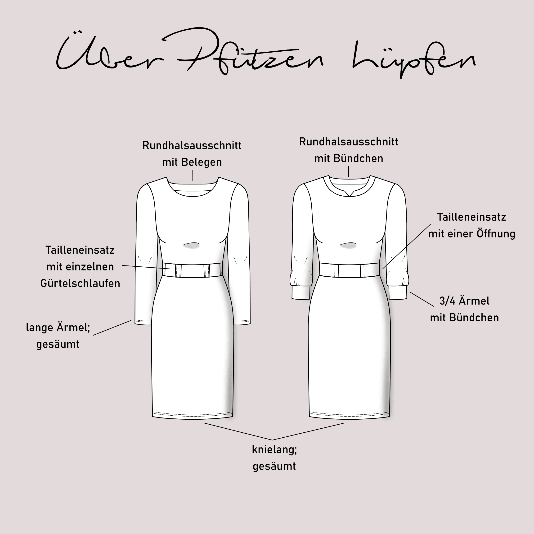 Schnittmuster Kleid „Über Pfützen hüpfen“ Damen Gr. 32 - 62 - Sewando