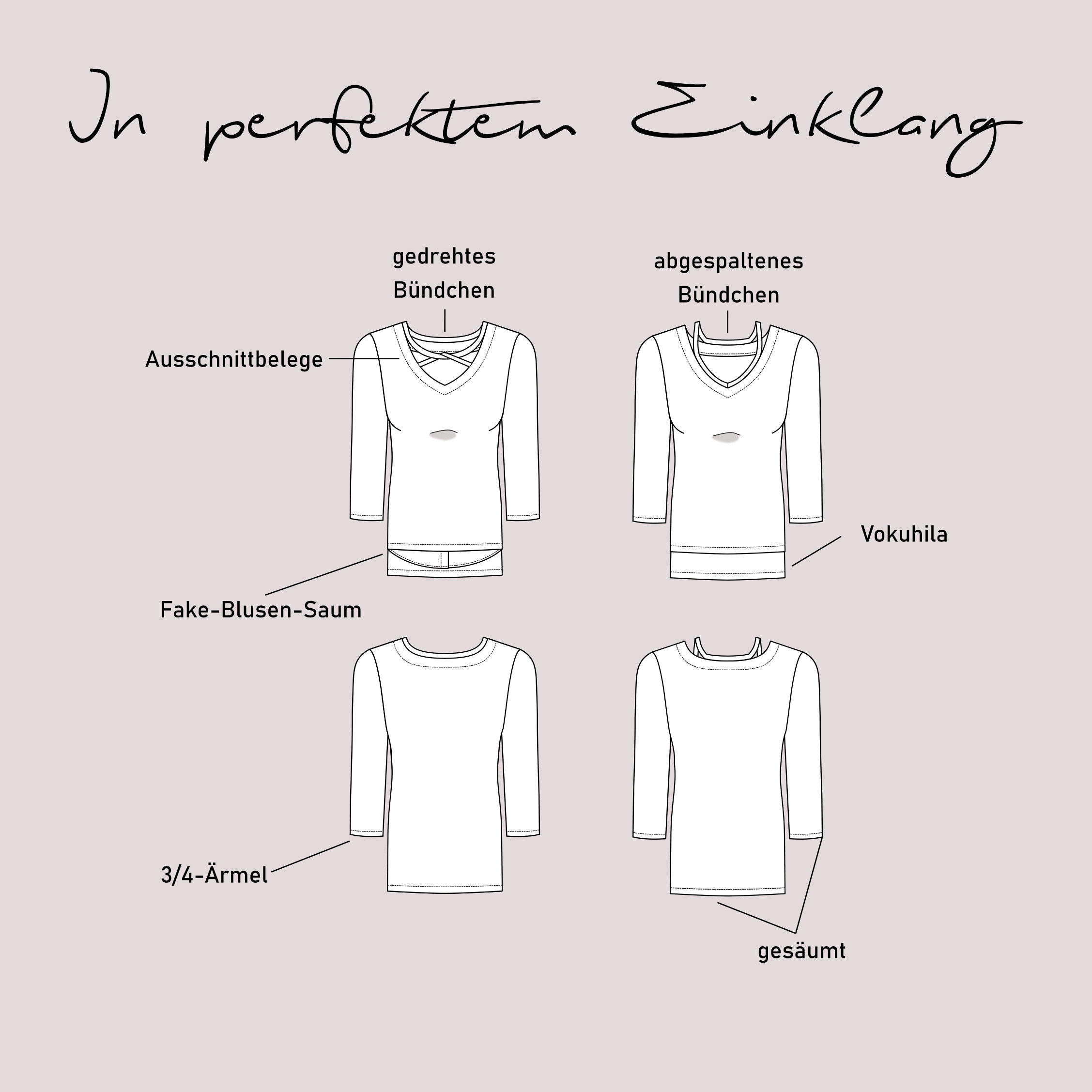 Schnittmuster Pullover „In perfektem Einklang“ Damen Gr. 32 - 62 - Sewando