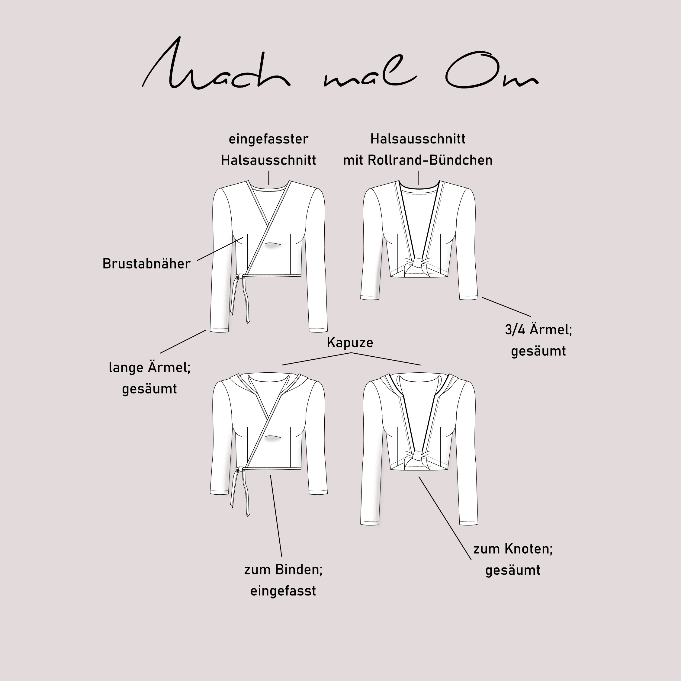 Schnittmuster Wickeloberteil „Mach mal Om“ Damen Gr. 32 - 54 - Sewando