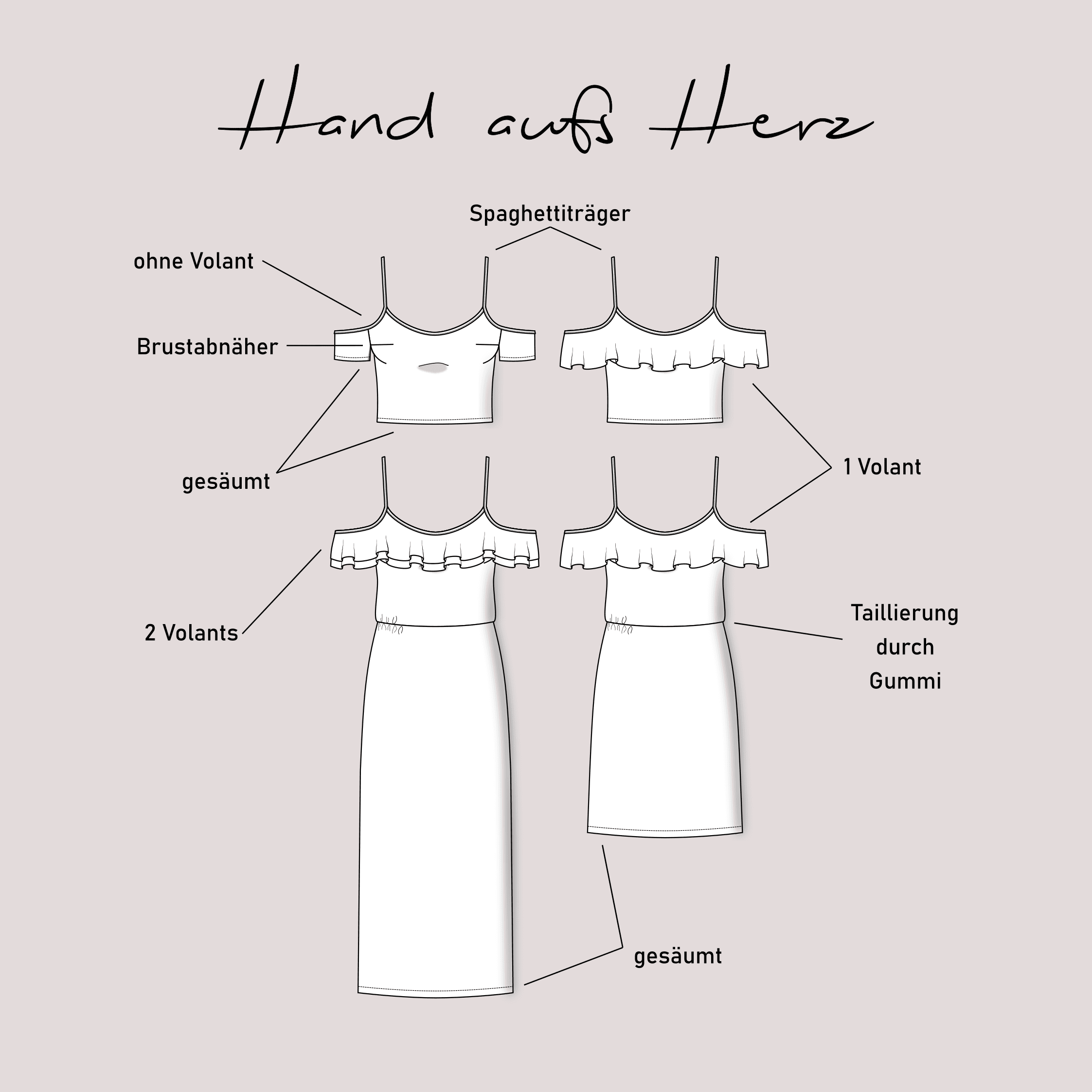 Schnittmuster Top/Kleid „Hand aufs Herz“ Damen Gr. 32 - 56 - Sewando