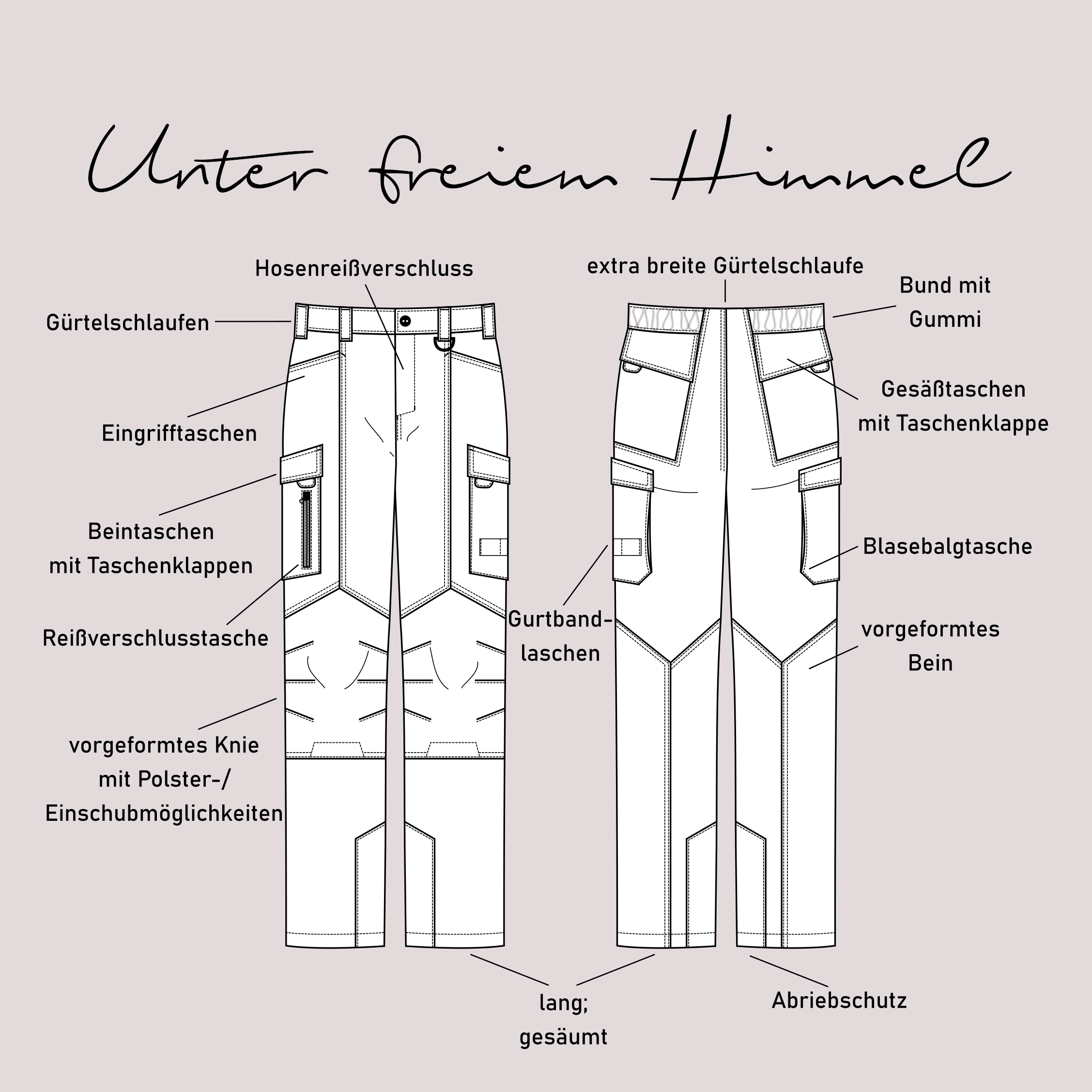 Schnittmuster Outdoorhose „Unter freiem Himmel“ Herren Langgrößen Gr. 88 – 126 - Sewando