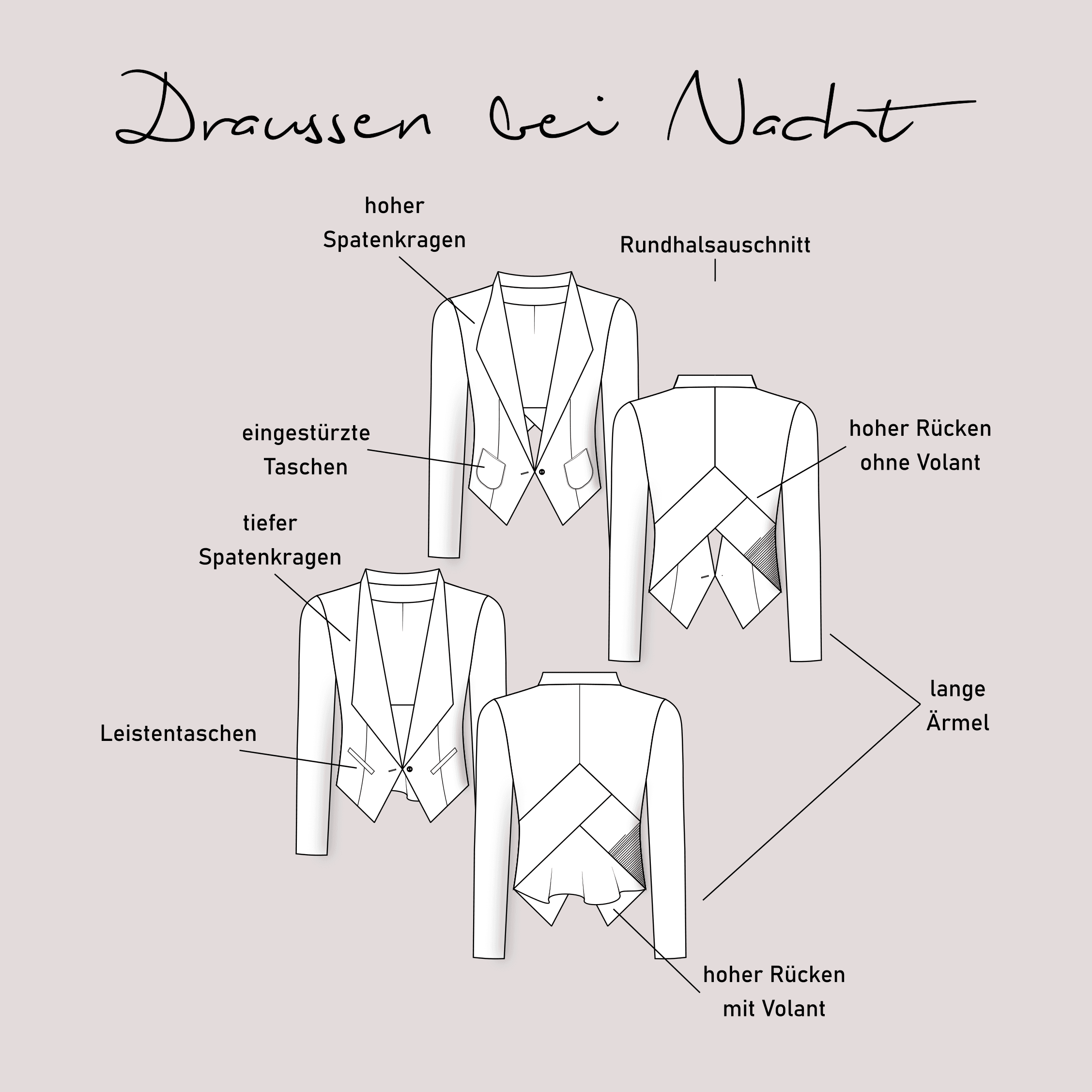 Schnittmuster Blazer „Draussen bei Nacht“ Damen Gr. 32 - 56 - Sewando