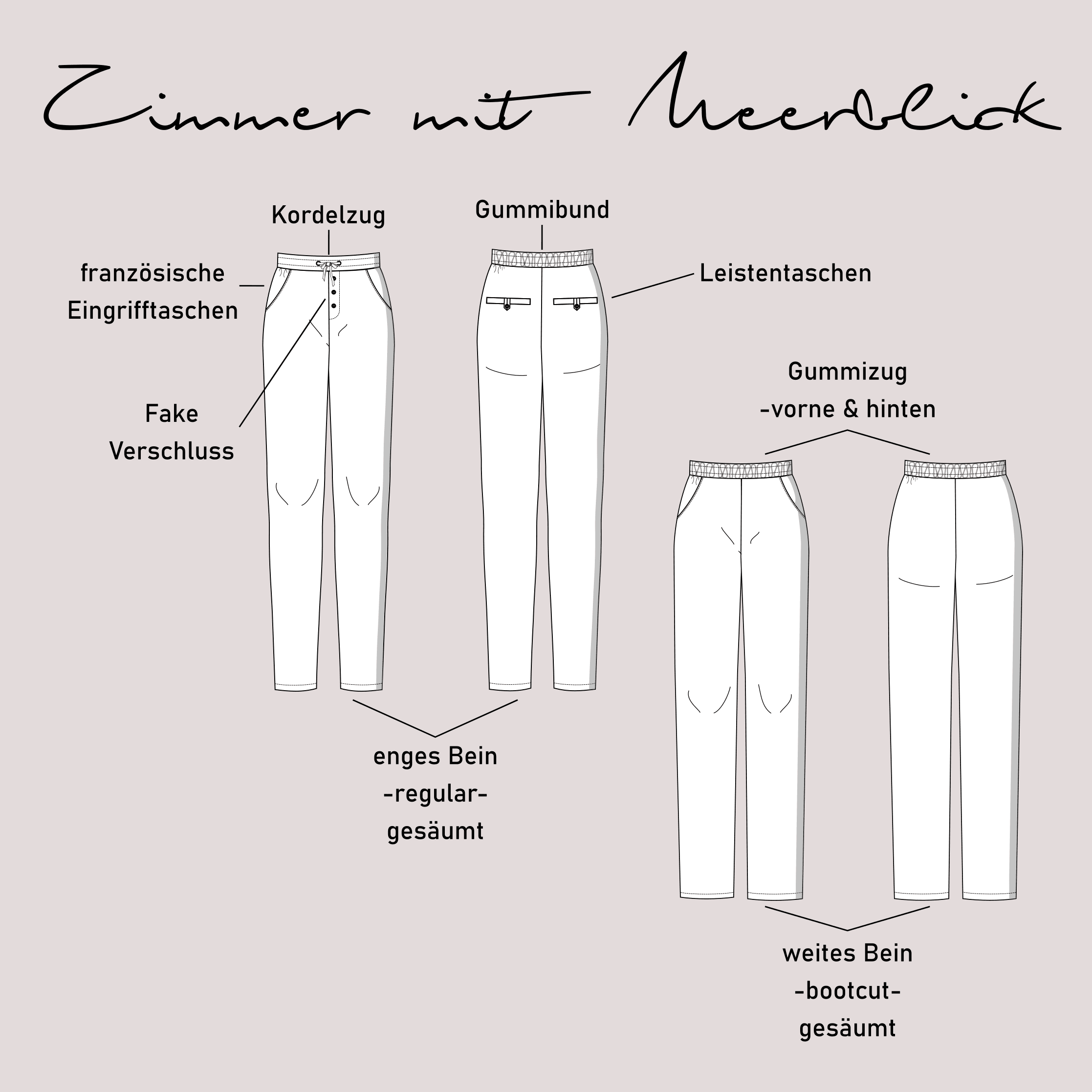 Schnittmuster Hose „Zimmer mit Meerblick“ Damen Gr. 32 - 62 - Sewando