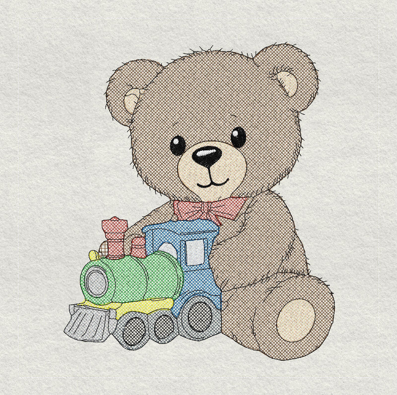 Stickdatei Teddybär mit Eisenbahn Set 2594 - Sewando