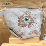 Stickdatei Badetasche Fischkopp Set mit 5 Größen, ITH Stickdatei Kosmetiktasche