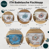 Stickdatei Badetasche Fischkopp Set mit 5 Größen, ITH Stickdatei Kosmetiktasche