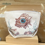 Stickdatei Badetasche Fischkopp Set mit 5 Größen, ITH Stickdatei Kosmetiktasche