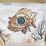 Stickdatei Badetasche Fischkopp Set mit 5 Größen, ITH Stickdatei Kosmetiktasche