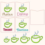 9x Stickdatei Teebeutelhülle Tasse - Sewando