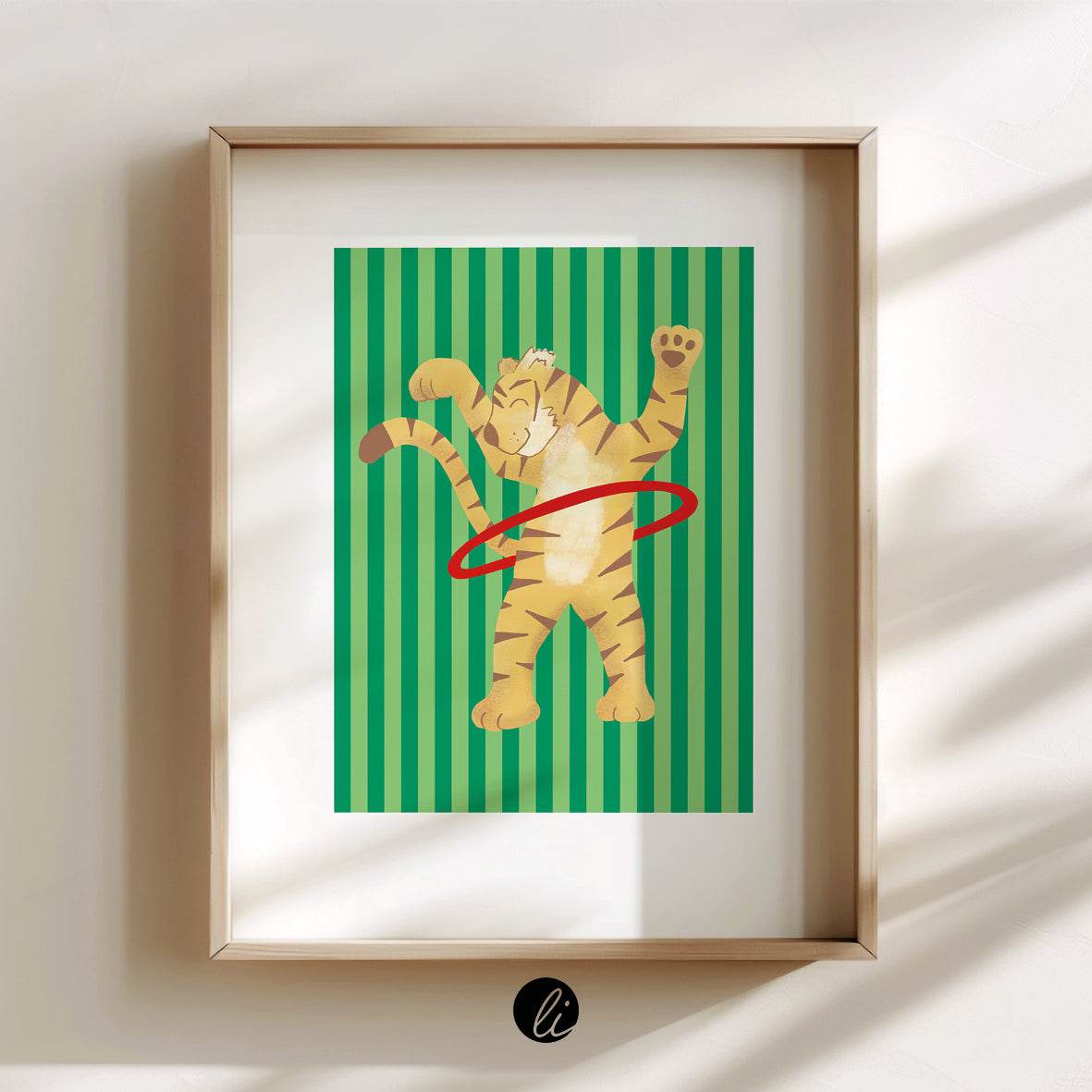 Tiger mit Hula-Hoop-Reifen – Digitales Poster-Design - Sewando