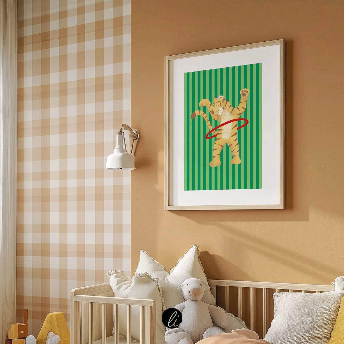 Tiger mit Hula-Hoop-Reifen – Digitales Poster-Design - Sewando
