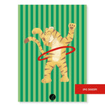 Tiger mit Hula-Hoop-Reifen – Digitales Poster-Design - Sewando