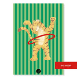 Tiger mit Hula-Hoop-Reifen – Digitales Poster-Design - Sewando
