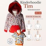 Schnittmuster Tim – Kinderhoodie mit Kapuze, lange, kurze Ärmel & Kängurutasche Gr. 86-158