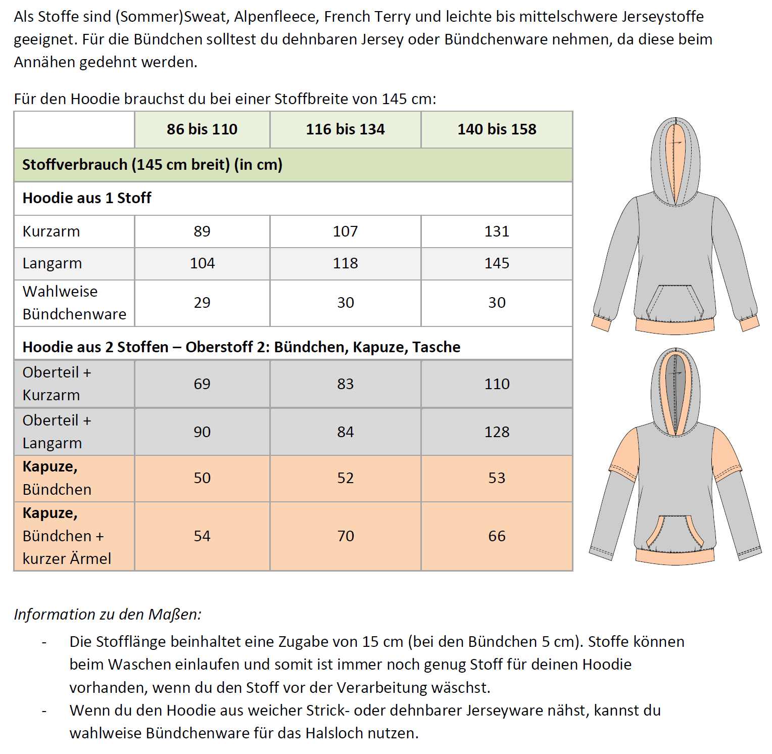 Tim – Kinderhoodie mit Kapuze, lange, kurze Ärmel & Kängurutasche Gr. 86-158 - Sewando