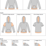 Tim – Kinderhoodie mit Kapuze, lange, kurze Ärmel & Kängurutasche Gr. 86-158 - Sewando