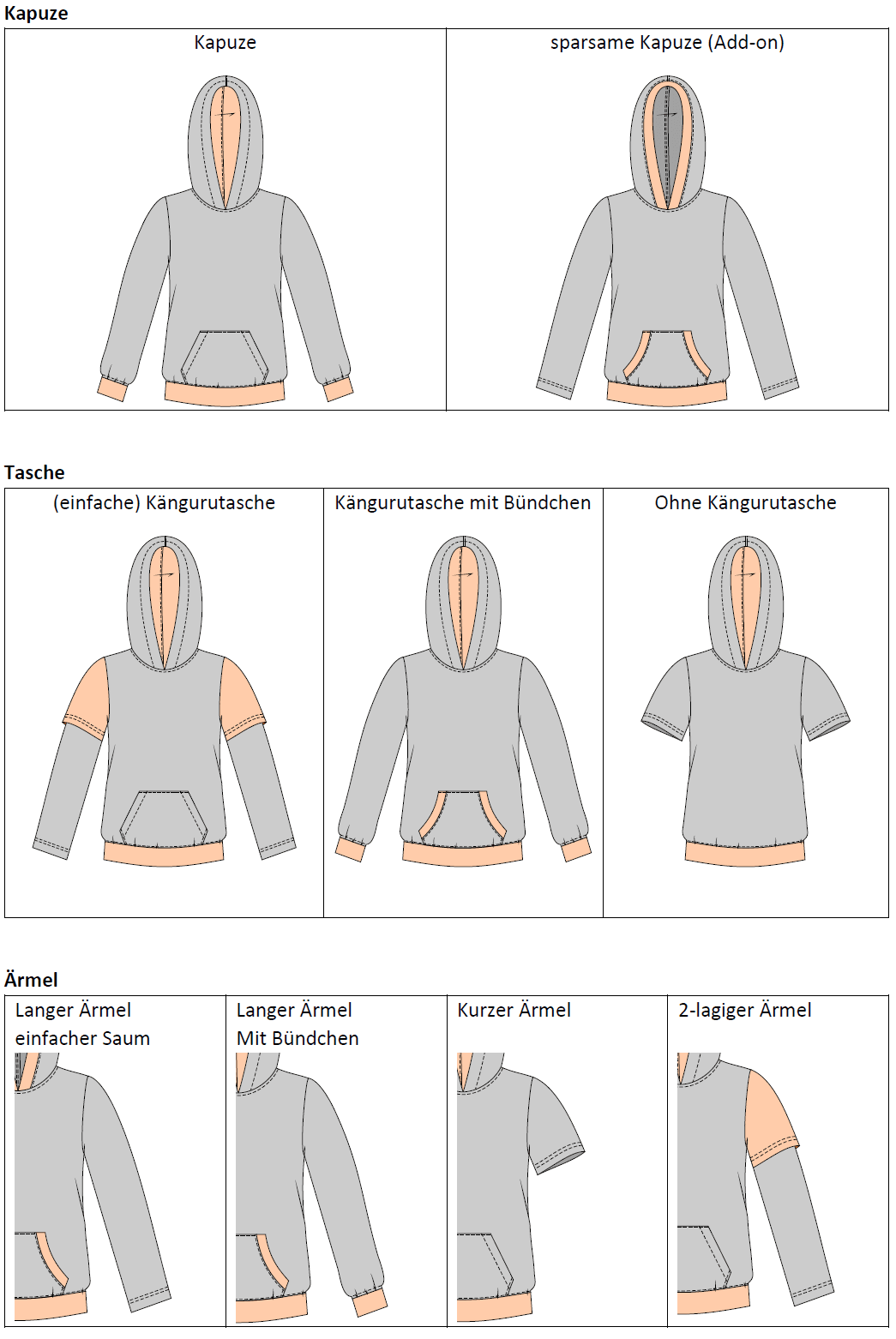 Tim – Kinderhoodie mit Kapuze, lange, kurze Ärmel & Kängurutasche Gr. 86-158 - Sewando