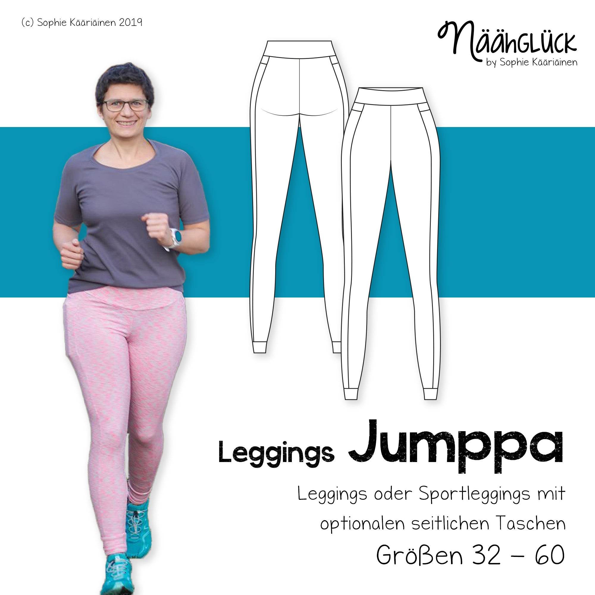 Schnittmuster (Sport-)Leggings Jumppa - Größen 32 - 60 - Sewando
