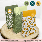 Bundle Geschenktüten Muster floral grün / gelb / weiß - Printable und Plotterdatei - Sewando