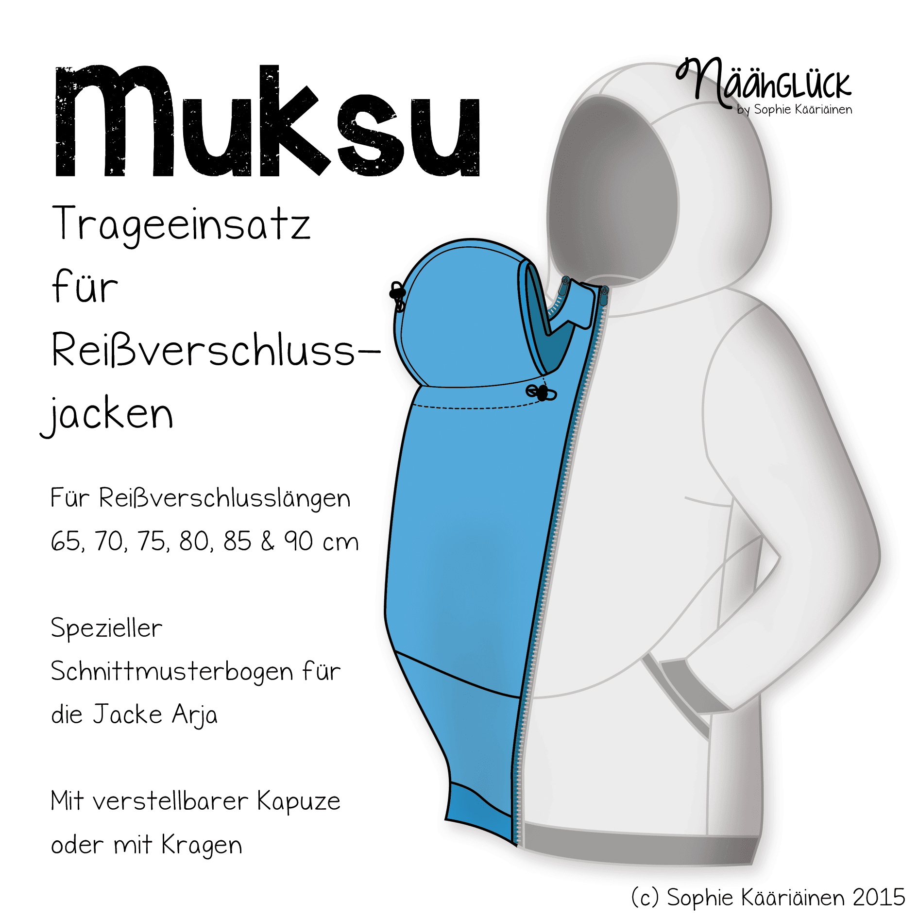 Trageeinsatz Muksu als Kombination zu Jacke Arja oder anderen Reißverschlussjacke - Sewando