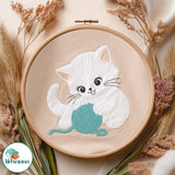 Stickdatei Katze 1 mit Wollknäuel 3 Größen