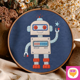 Stickdatei Doodle Applikation - Roboter Rob - 4 Größen - 8 Formate