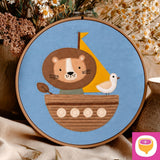 Stickdatei Doodle Applikation - segelnder Löwe - 4 Größen - 8 Formate