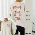 SVG Datei Cheers to the Season – festliches Line Art Weihnachtsdesign mit Gläsern und Zweigen, perfekt für selbstgemachte Christmas Sweater.