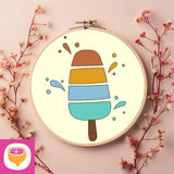 Stickdatei Doodle Applikation - Eis am Stiel - 4 Größen - 8 Formate