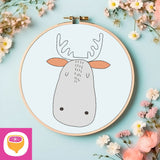 Stickdatei Doodle Applikation - Elch - 4 Größen - 8 Formate