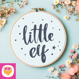 Stickdatei Schriftzug - little elf - 4 Größen - 8 Formate